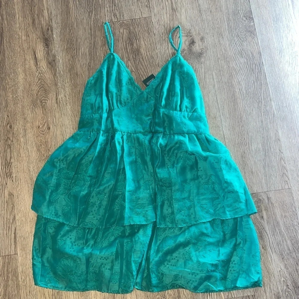 Wild Fable Women's Sleeveless Tiered Fit & Flare Dress Emerald Green Large NWT - Picture 12 of 13